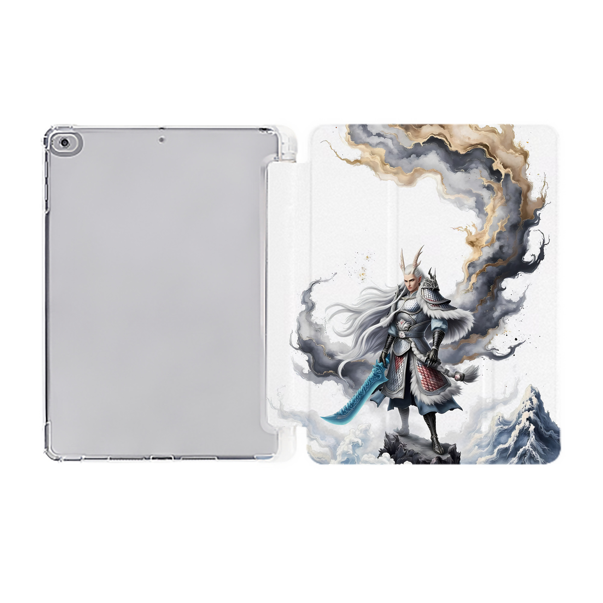 （画像用） Ne Zha 2 ナタ 魔童の大暴れ IPad ケース ペン収納付き 三つ折りスタンド PUレザー×シリコン 対応機種9.5/10.5/10.9インチ